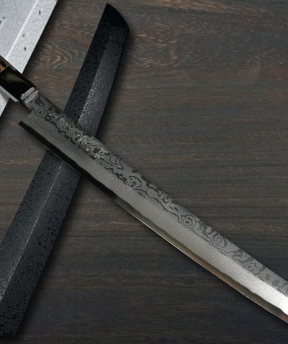 Sakai Takayuki ZANGETSU ENTEN Ginsan Damascus and Sakai Takayuki HANAFUBUKI Ginsan Damascus Knives